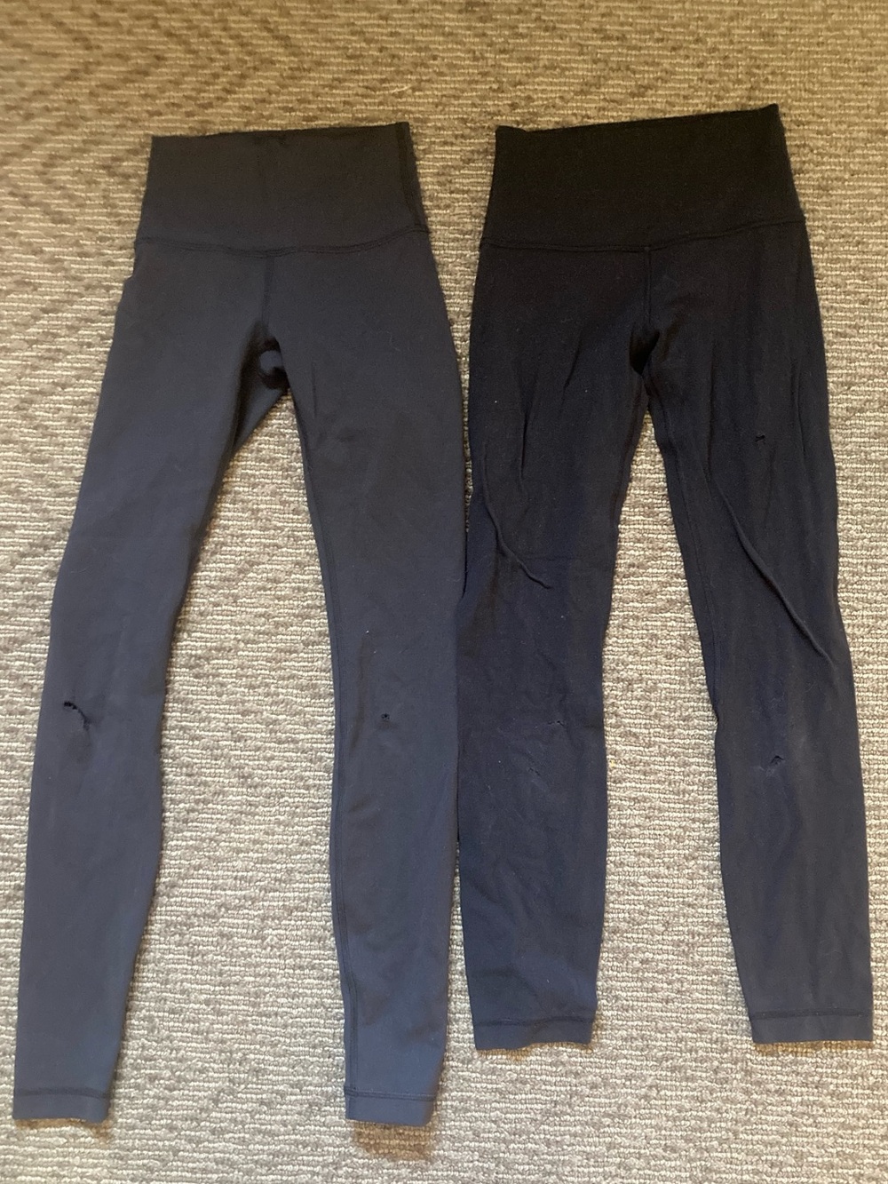 FLAWS Lot of 2 Lululemon Leggings black Holes, size 2, size 4